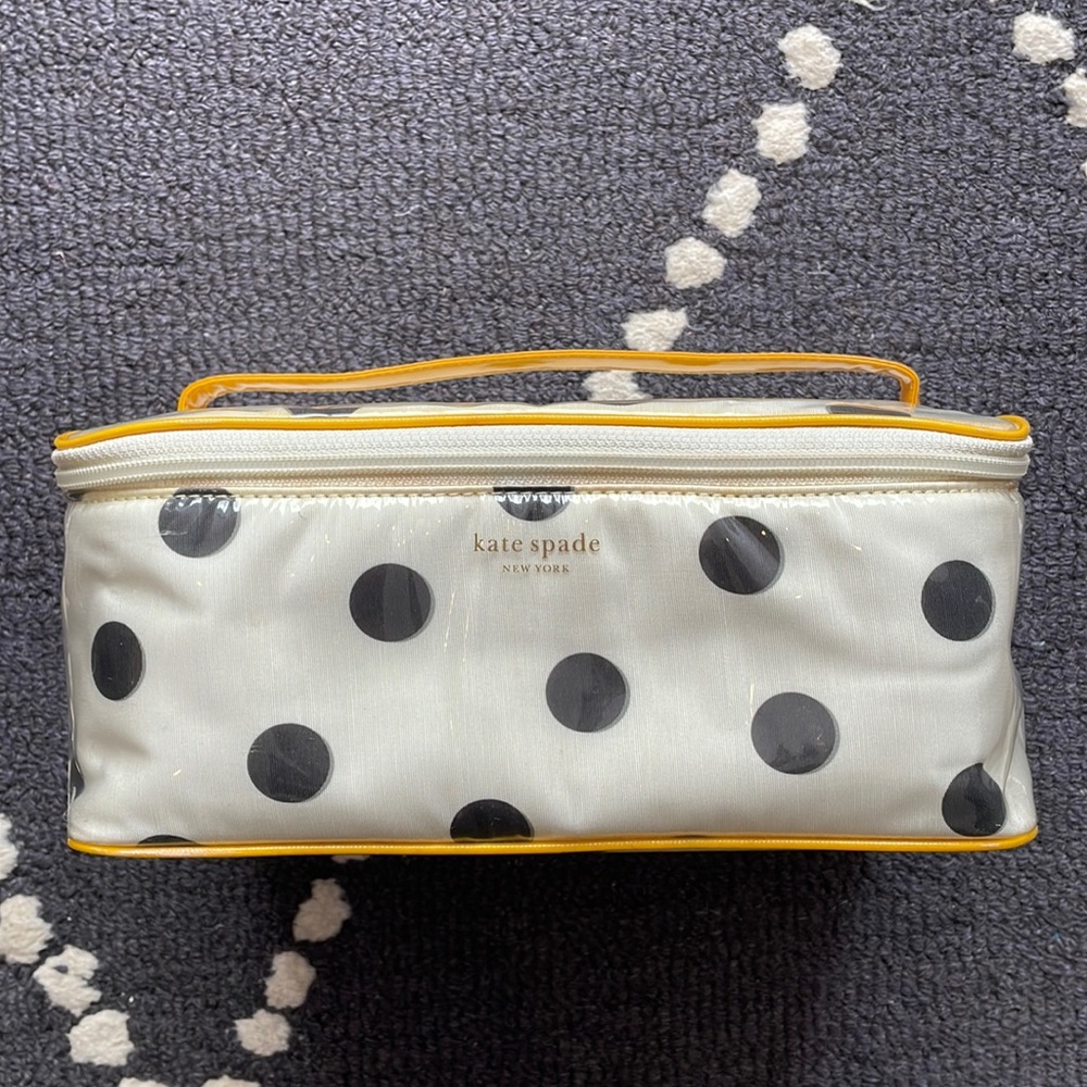 Kate Spade Vanity Kit Travel Cosmetic Bag - Black/White Polka Dot